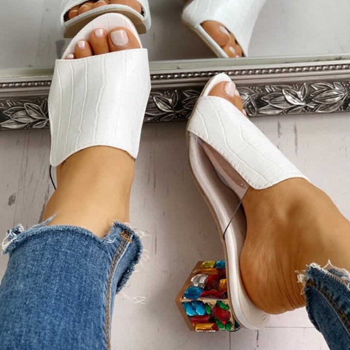 Eliza - Crystal Block Heels