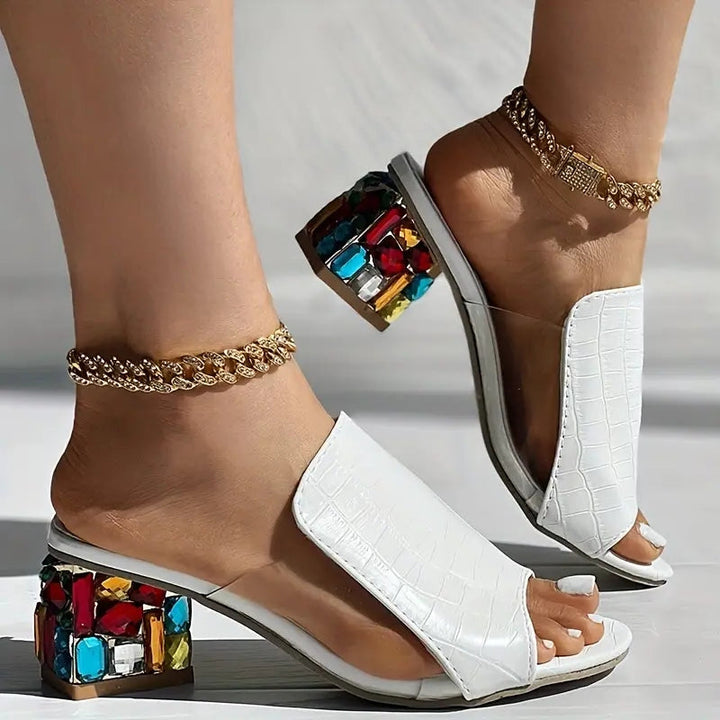 Eliza - Crystal Block Heels