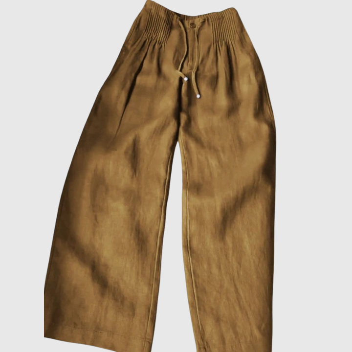 Camille | Wide-leg Pants in Cotton and Linen Blend