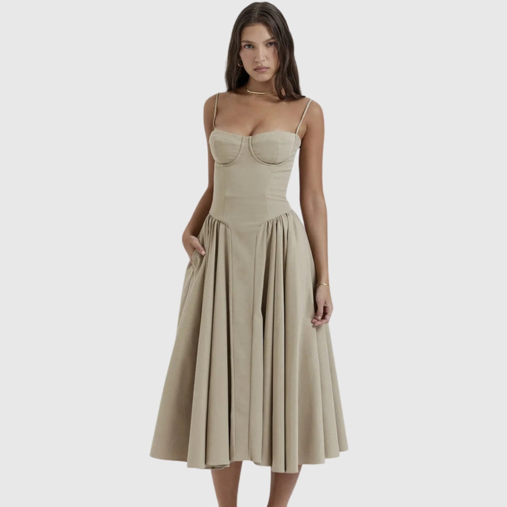Calliope | Women's Sleeveless Structured Midi Summer Dress