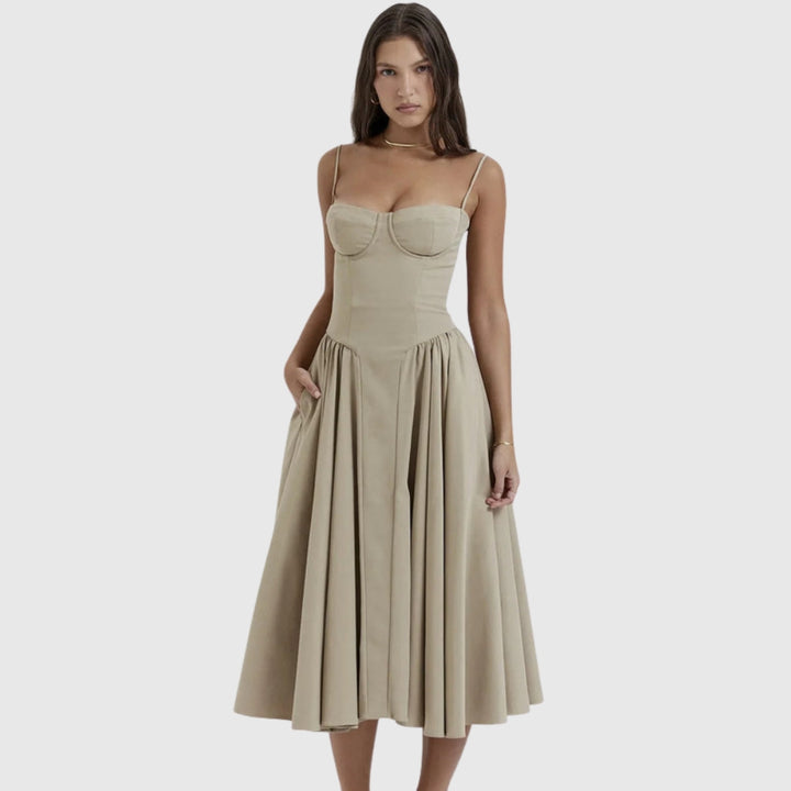 Calliope | Women's Sleeveless Structured Midi Summer Dress