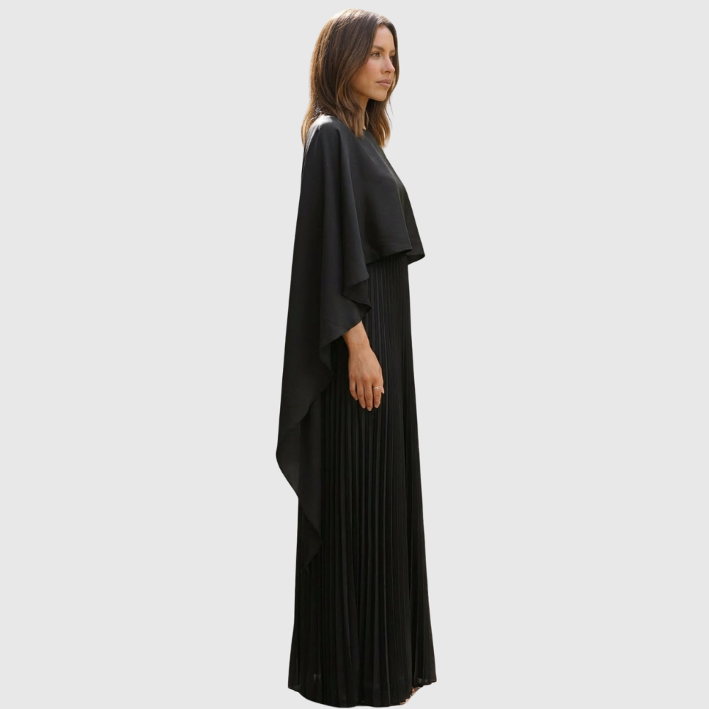 Aniya | Women’s Long Cape Sleeves Maxi Wedding Guest Dress