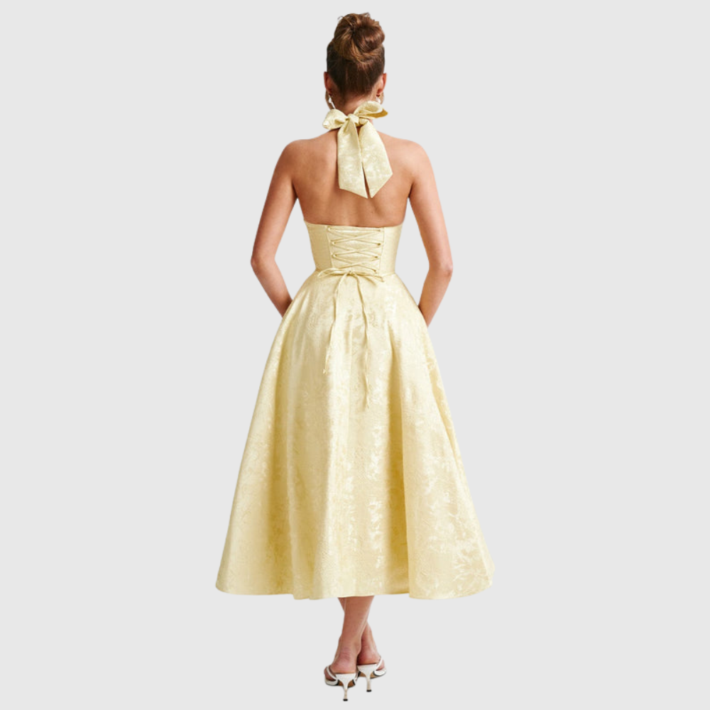 Rosalie | Women's Halter-Neck Midi Wedding Guest Dress