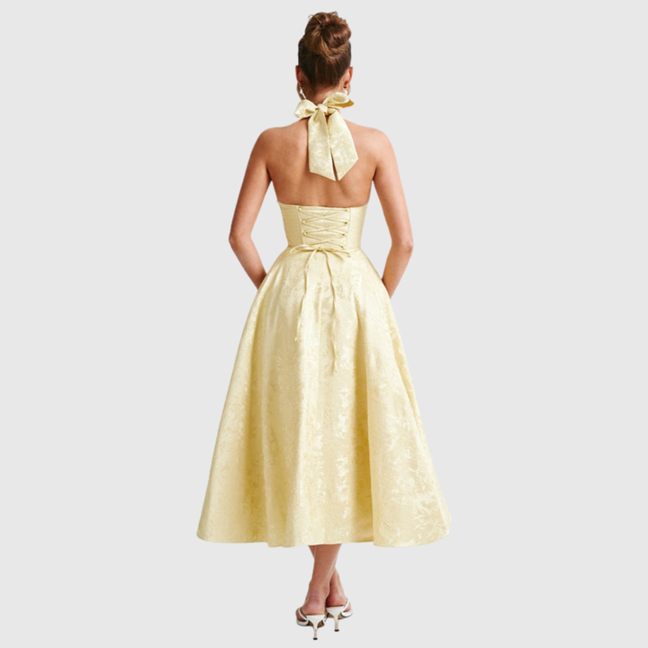 Rosalie | Women's Halter-Neck Midi Wedding Guest Dress