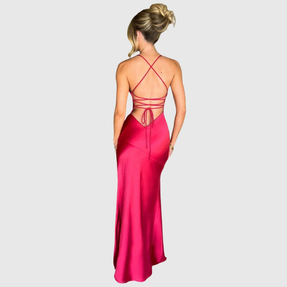 Adriana | Women's Sleeveless Slit Silk Maxi Wedding Guest Dress