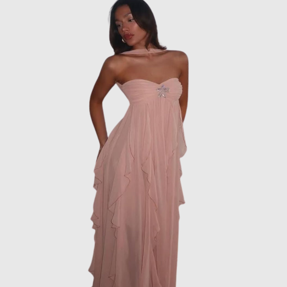 Imogen | Women's Strapless Ruffled Maxi Wedding Guest Dress