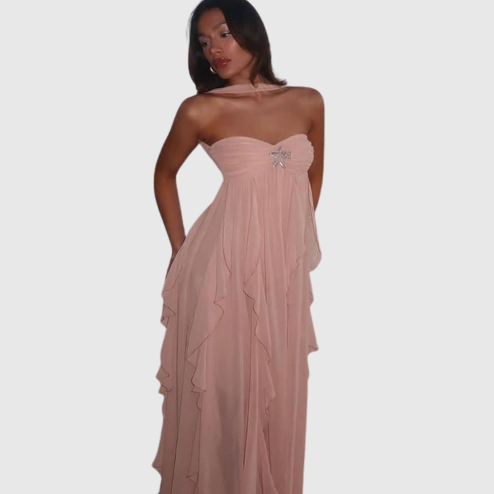 Imogen | Women's Strapless Ruffled Maxi Wedding Guest Dress