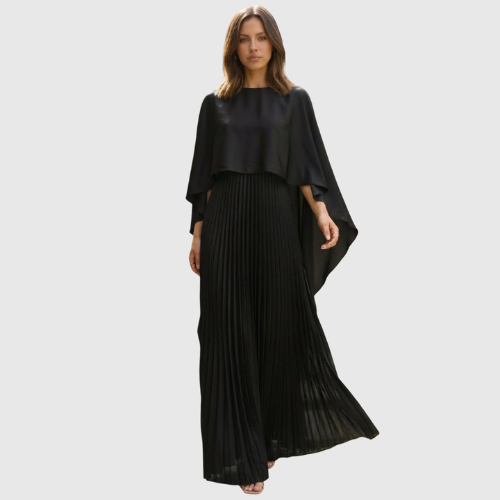 Aniya | Women’s Long Cape Sleeves Maxi Wedding Guest Dress