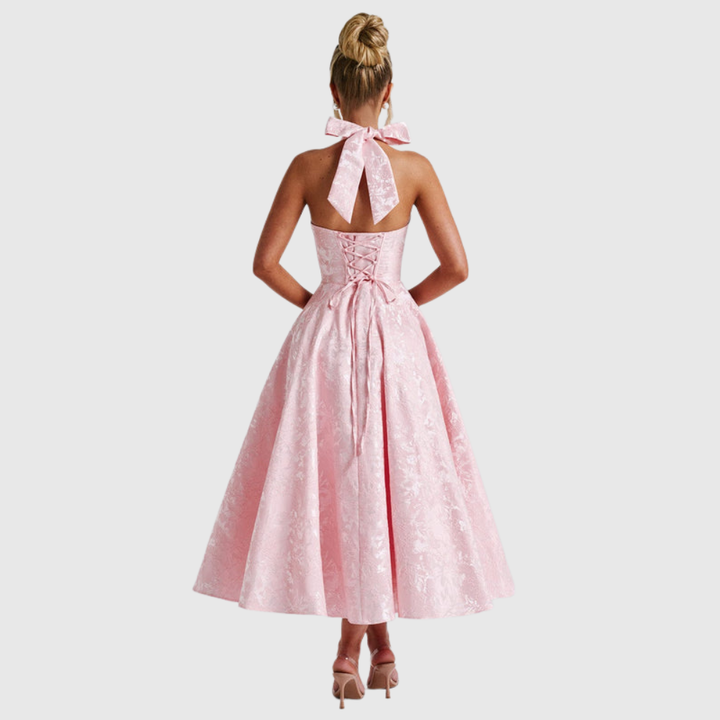 Rosalie | Women's Halter-Neck Midi Wedding Guest Dress