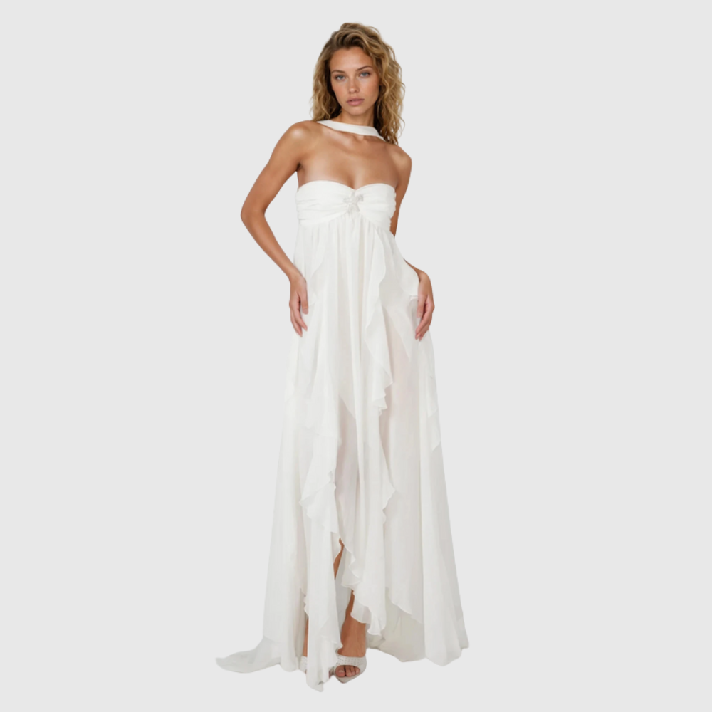 Imogen | Women's Strapless Ruffled Maxi Wedding Guest Dress