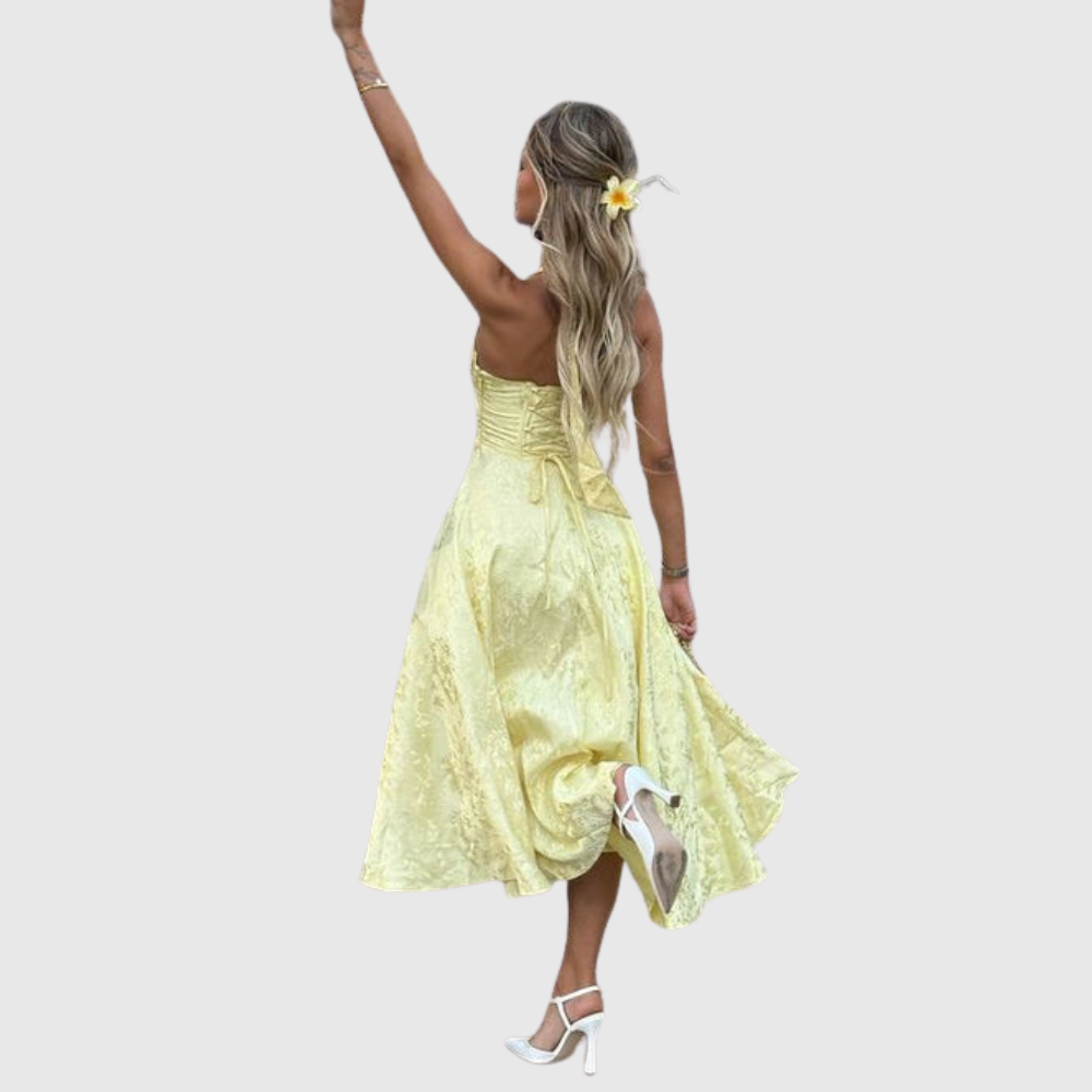 Rosalie | Women's Halter-Neck Midi Wedding Guest Dress