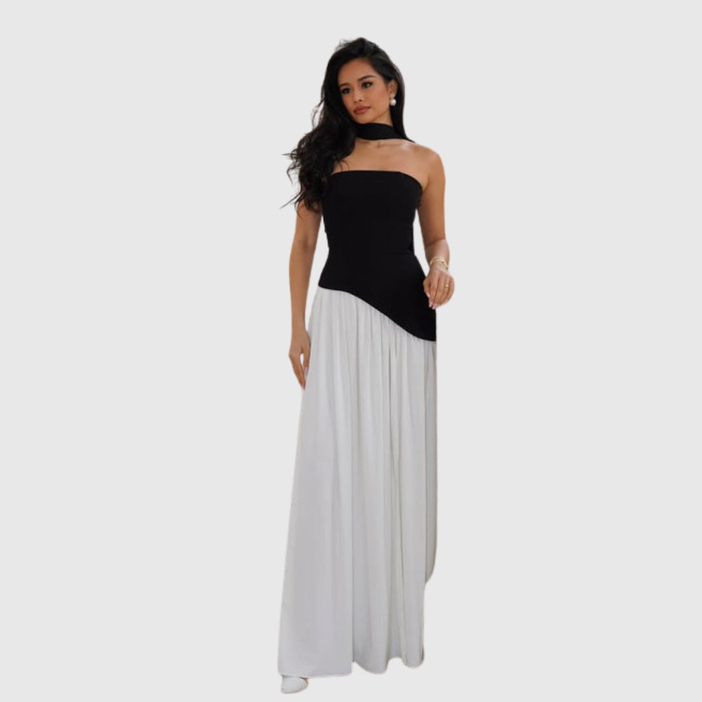 Lucinda | Women's Strapless Maxi Wedding Guest Dress with Scarf