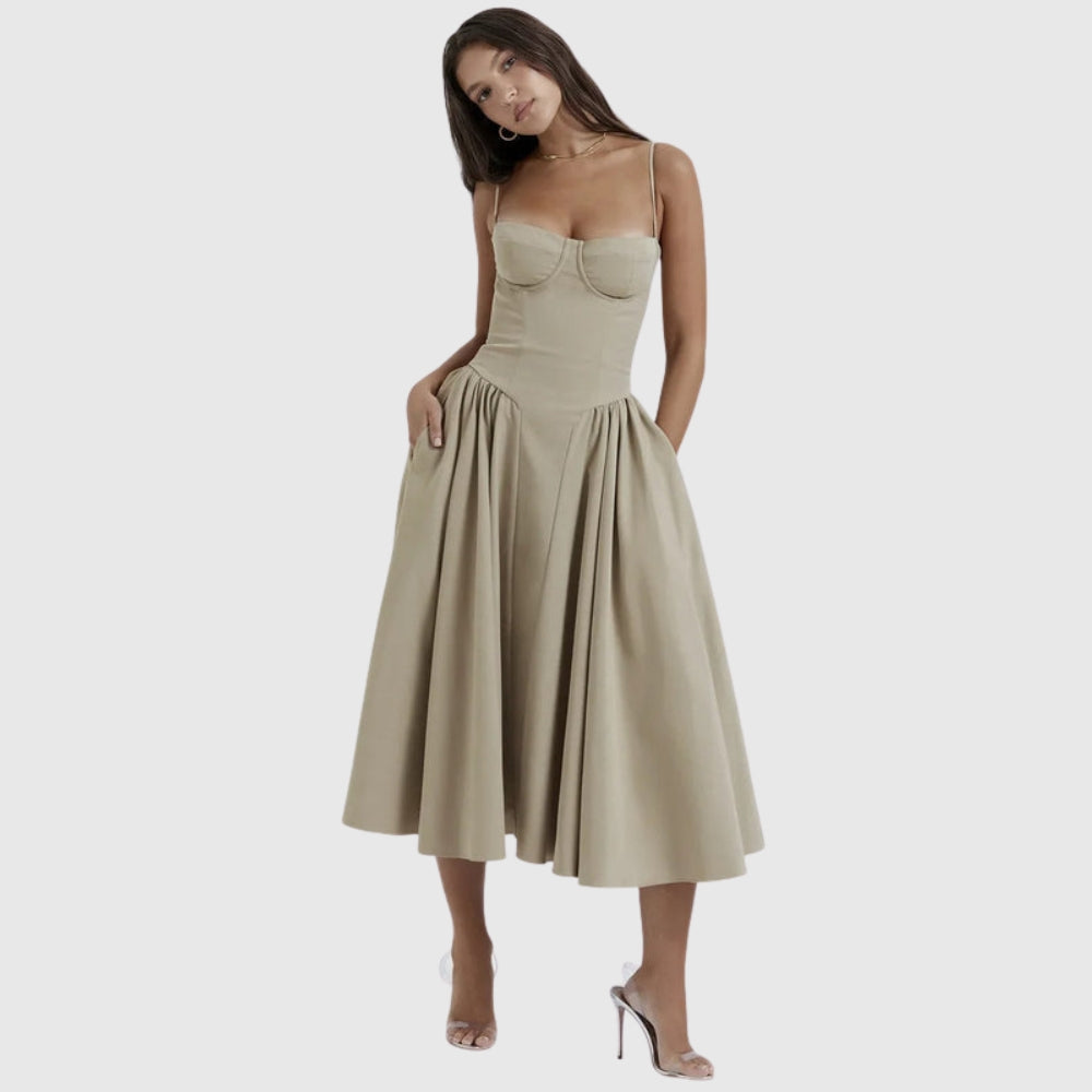 Calliope | Women's Sleeveless Structured Midi Summer Dress