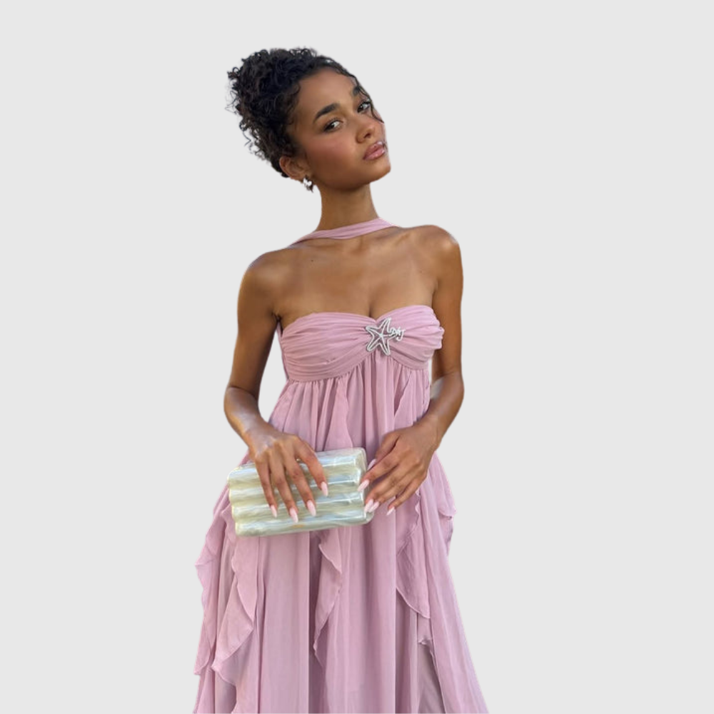 Imogen | Women's Strapless Ruffled Maxi Wedding Guest Dress