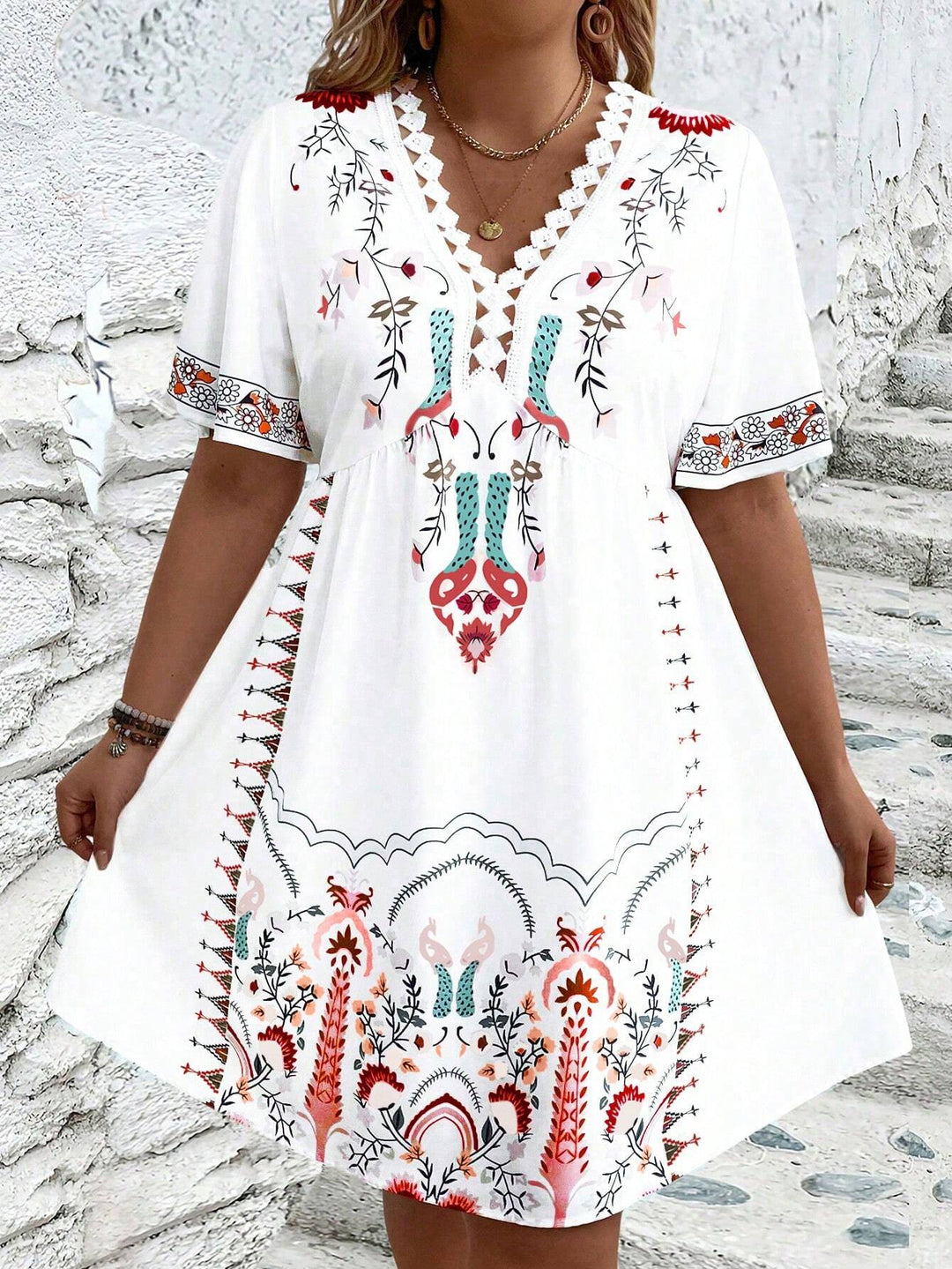 Harper - Plus Size Boho Style Midi Dress