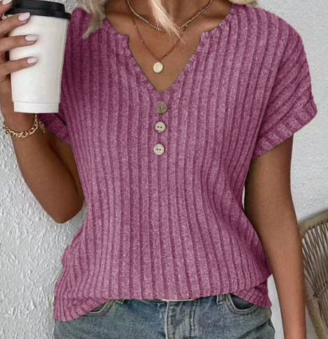 Franziska - Ribbed Buttoned Top