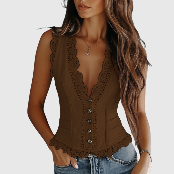 Vintage Faux Leather Lace Vest