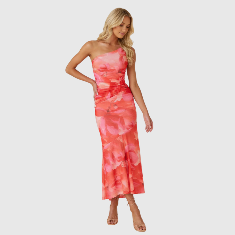 Marissa | Women's One-Shoulder Floral Maxi Wedding Guest Dress