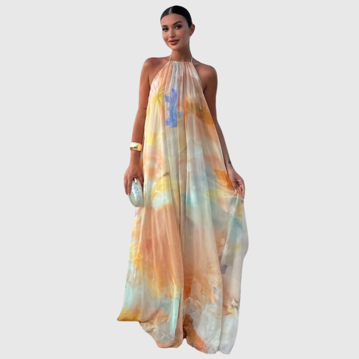 Corinna | Women's Printed Halter Maxi Summer Wedding Guest Dress