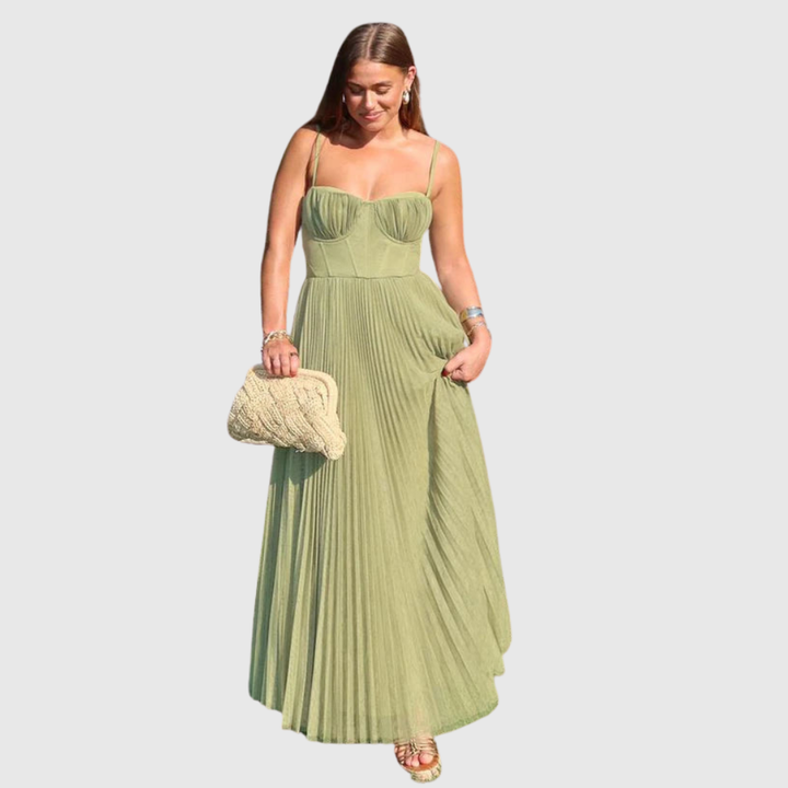 Daria | Women's Sleeveless Pleated Maxi Wedding Guest Dress