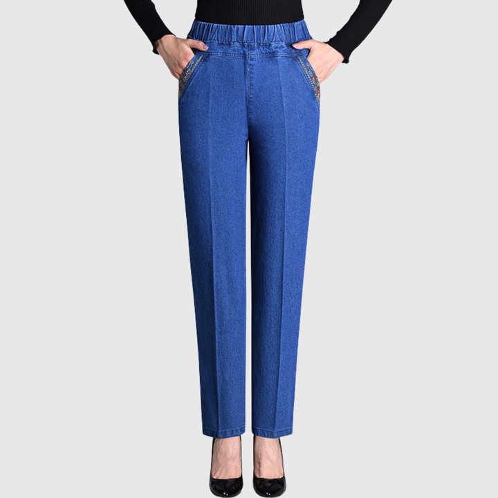 Laluna® | Women's jeans with side pockets and elastic waist
