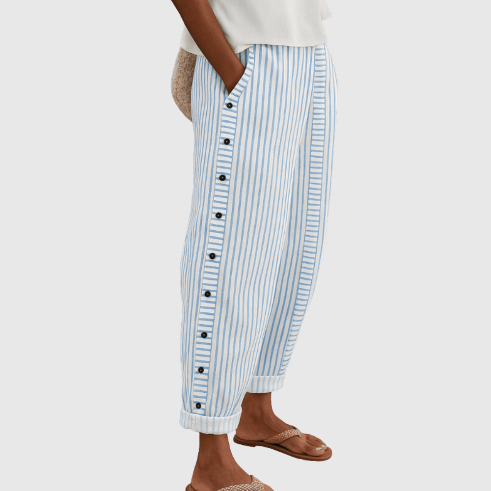 Sylvia | Stylish Striped Button Pants