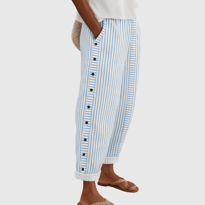 Sylvia | Stylish Striped Button Pants
