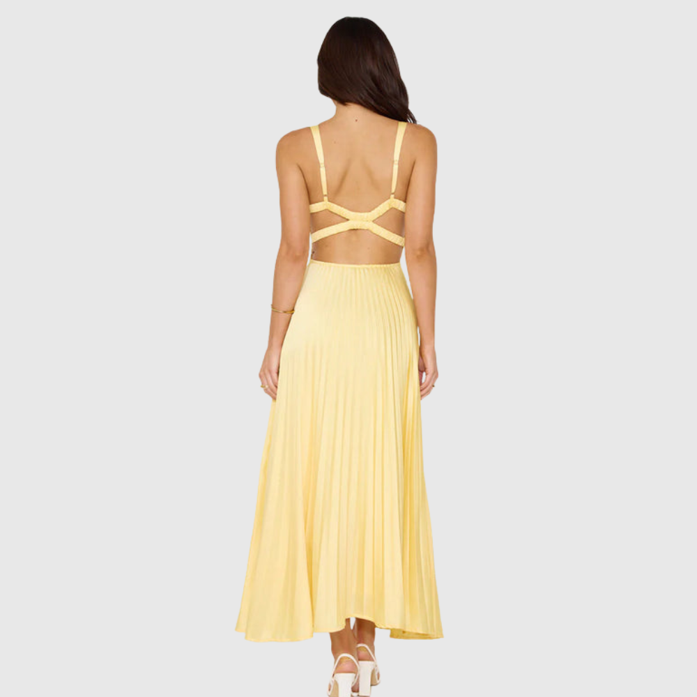 Erica | Women's Sleeveless Pleated Maxi Wedding Guest Dress