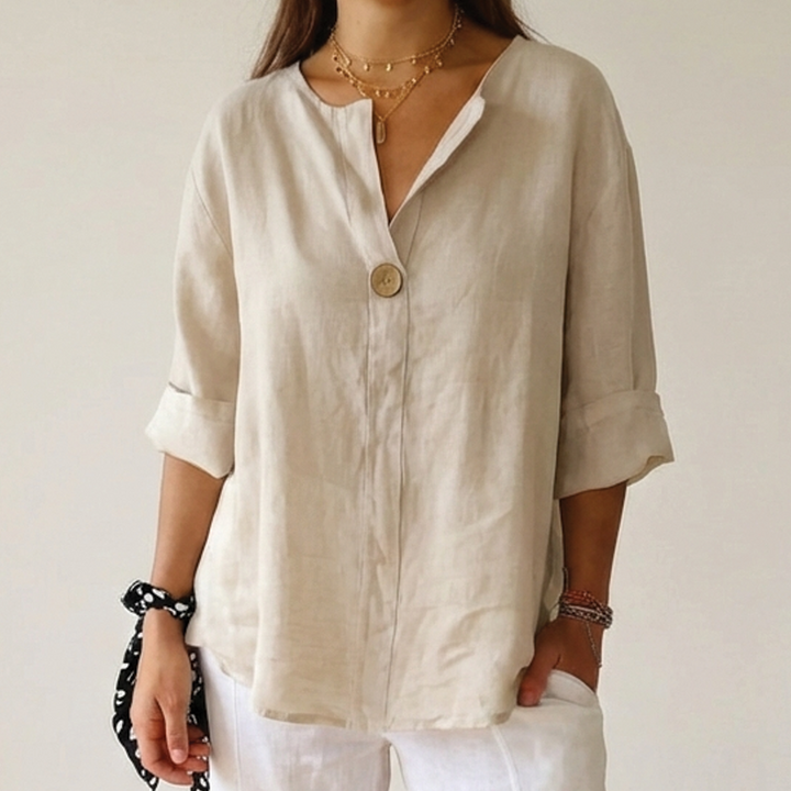 Anna - Linen V-Neck Blouse