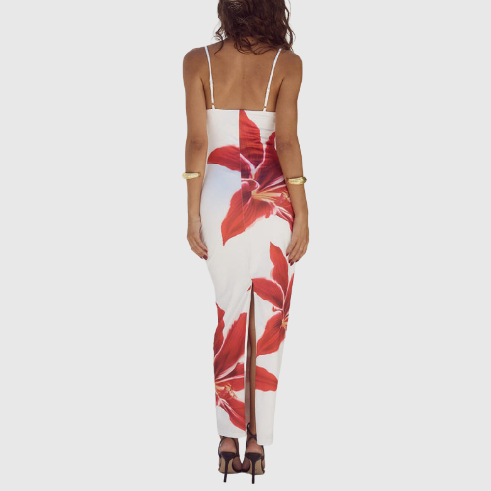 Abstract Unforgettable Floral Print Maxi Dress