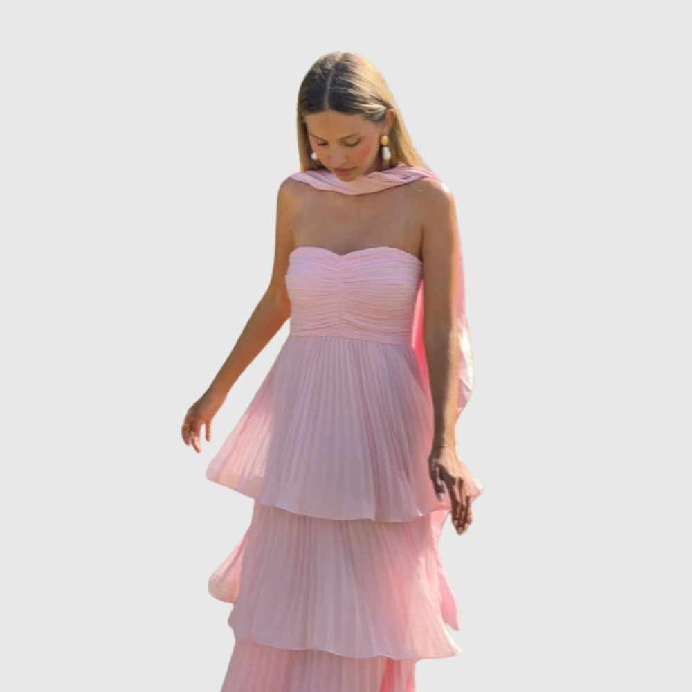 Odessa | Women's Strapless Tiered Maxi Wedding Guest Dress
