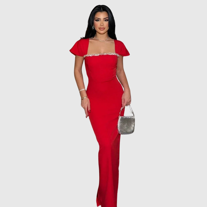 Keira | Women's Square-Neck Shoulder-Drape Bodycon Maxi Dress