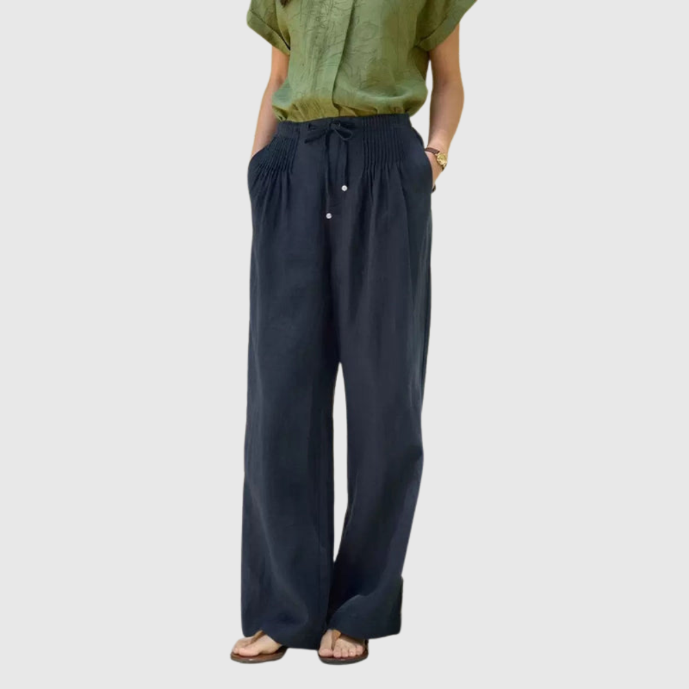 Camille | Wide-leg Pants in Cotton and Linen Blend
