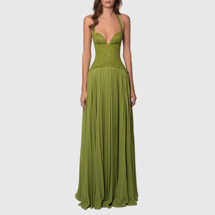 Kenley | Women's Pleated Corset Maxi Wedding Guest Dress