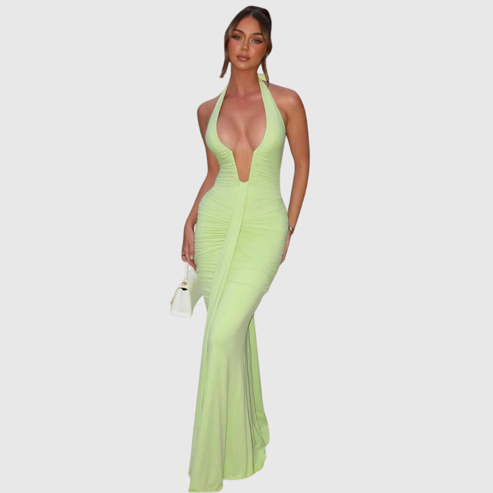 Amira | Women's Deep Halter Maxi Summer Dress