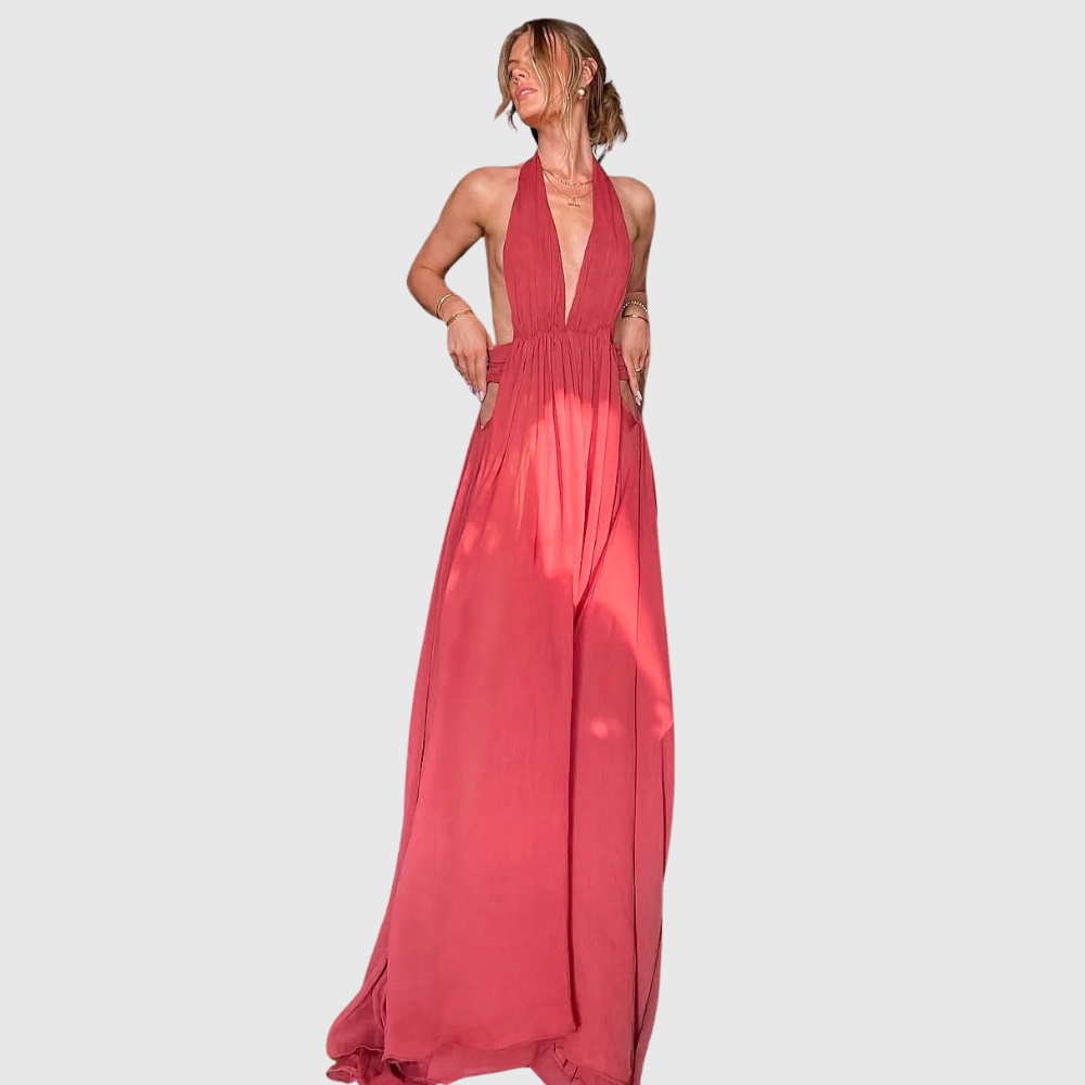 Camila | Women's Backless Deep V-neck Maxi Summer Dress