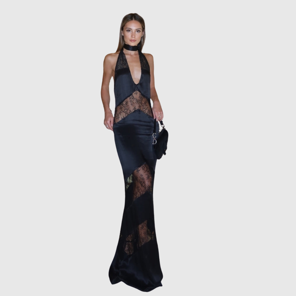 Ariana | Women's Sleeveless Elegant Halterneck Maxi Dress