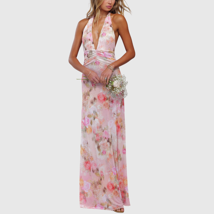 Ariadne | Women's Floral Deep V-Neck Maxi Wedding Guest Dress