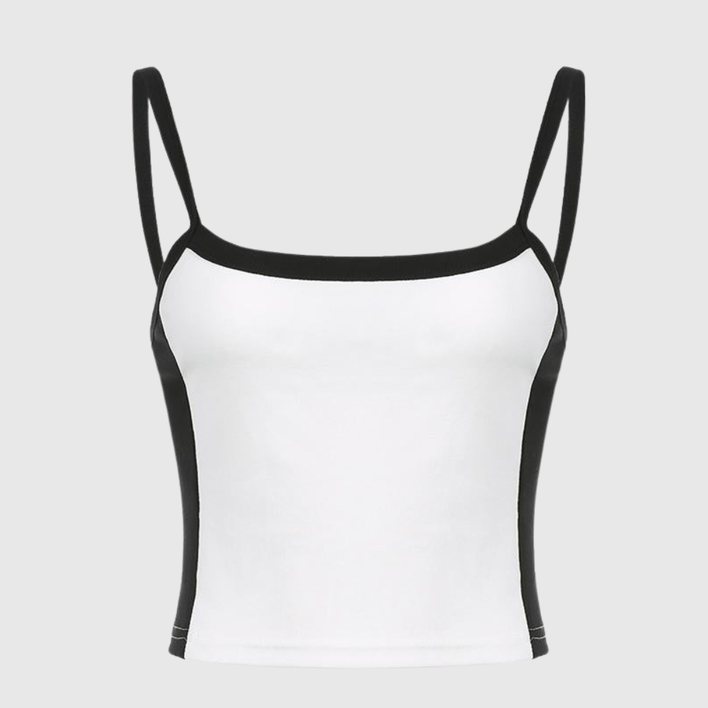 Vintage Crop Cami Top with Contrast Stripe