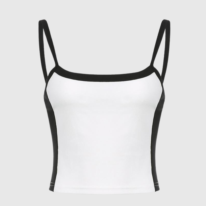 Vintage Crop Cami Top with Contrast Stripe