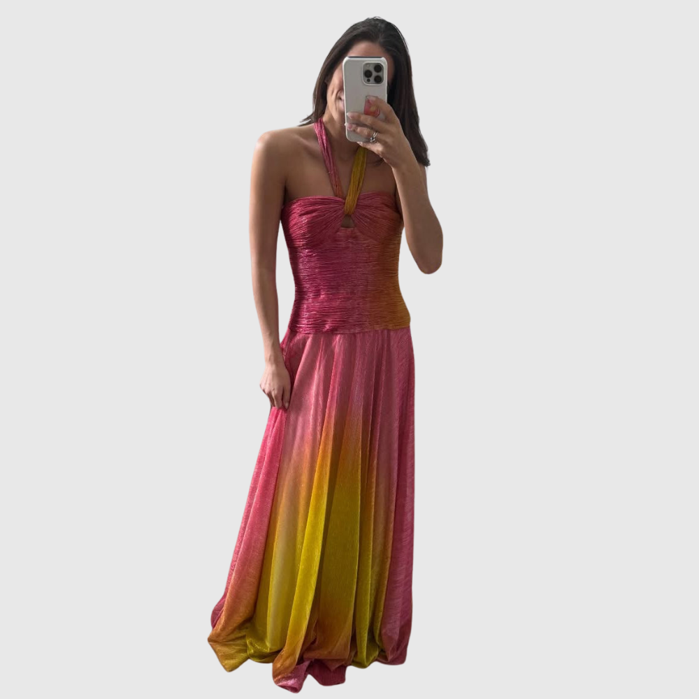 Zahra | Women's Pleated Halter Summer Two-Piece Dress