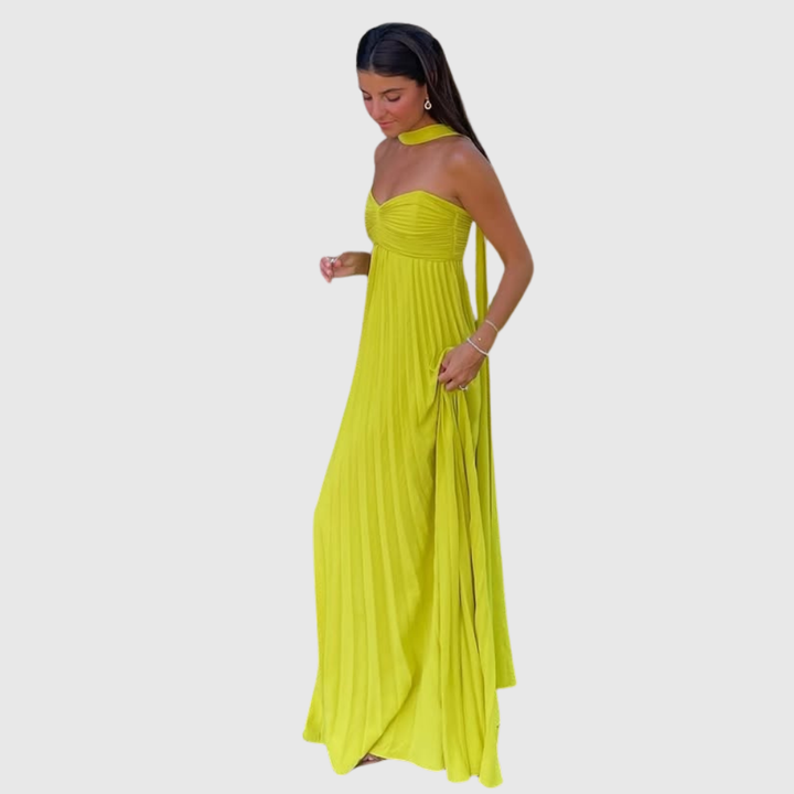 Makayla | Women's Pleated Strapless Maxi Wedding Guest Dress
