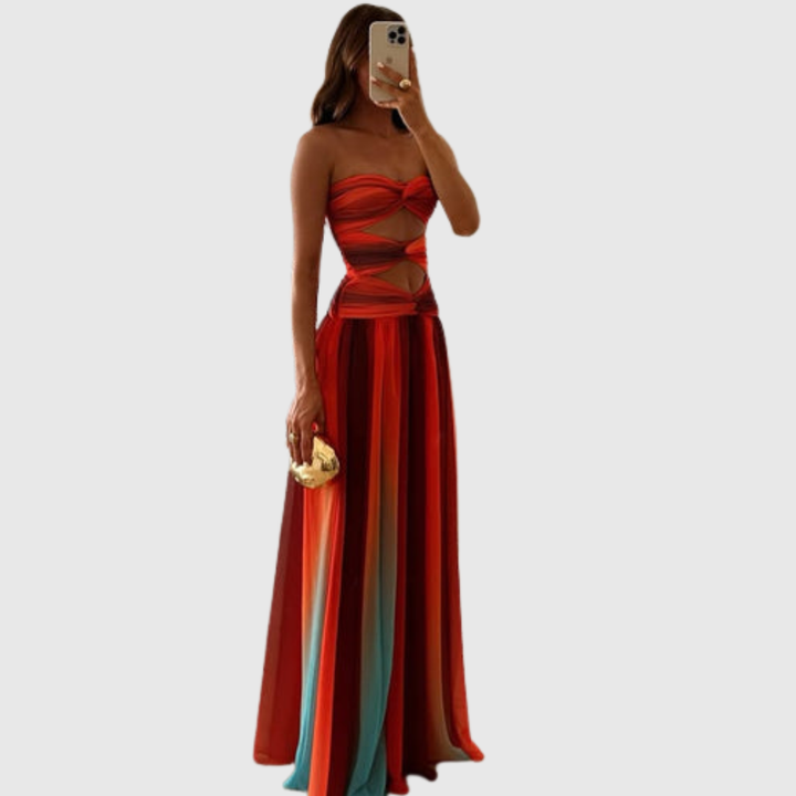 Wren | Women's Strapless Mesh Cut-Out Maxi Summer Dress