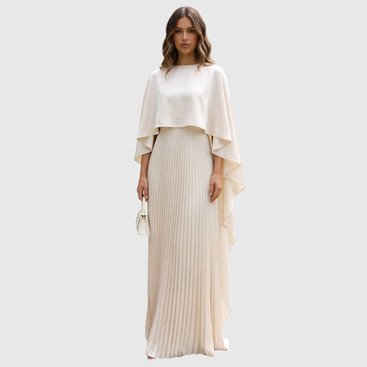 Aniya | Women’s Long Cape Sleeves Maxi Wedding Guest Dress