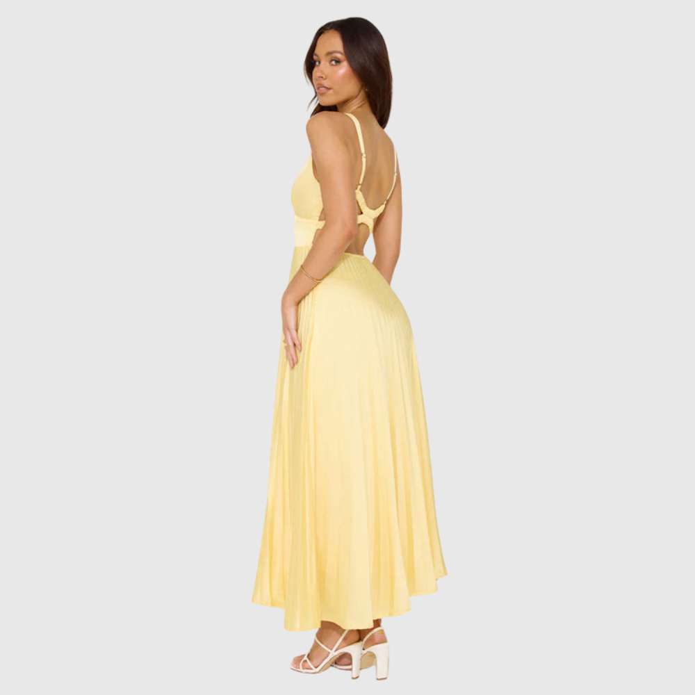Erica | Women's Sleeveless Pleated Maxi Wedding Guest Dress