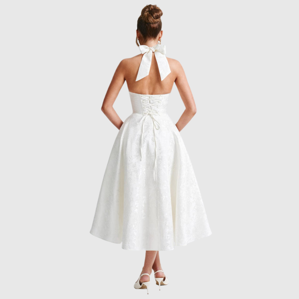 Rosalie | Women's Halter-Neck Midi Wedding Guest Dress