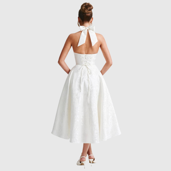 Rosalie | Women's Halter-Neck Midi Wedding Guest Dress