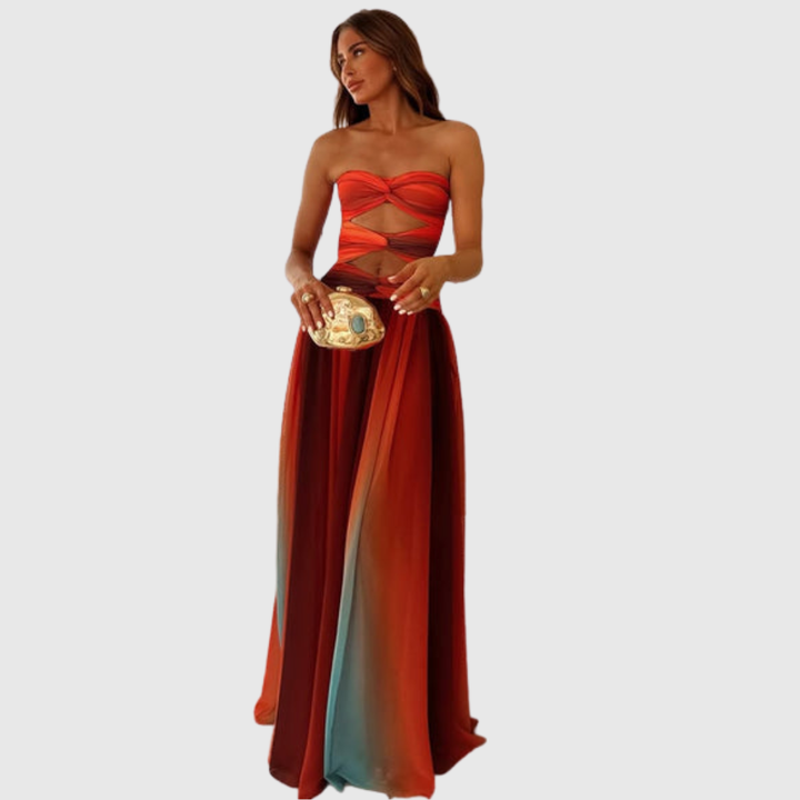 Wren | Women's Strapless Mesh Cut-Out Maxi Summer Dress
