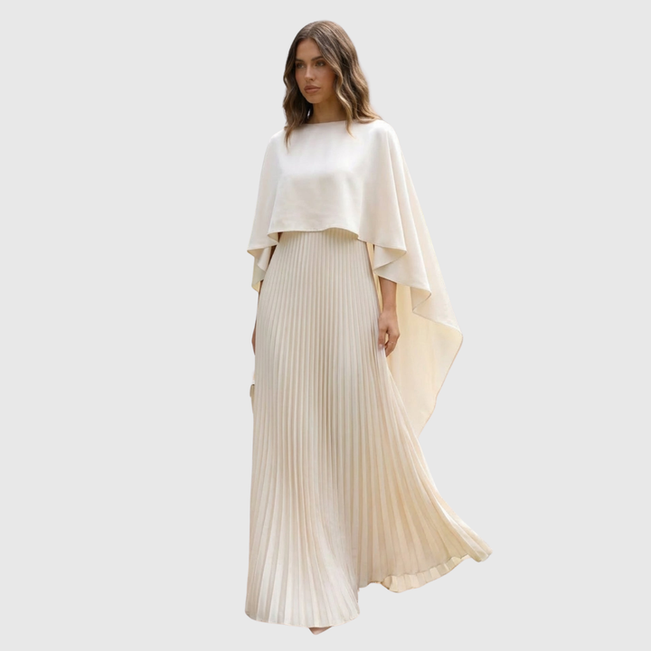 Aniya | Women’s Long Cape Sleeves Maxi Wedding Guest Dress