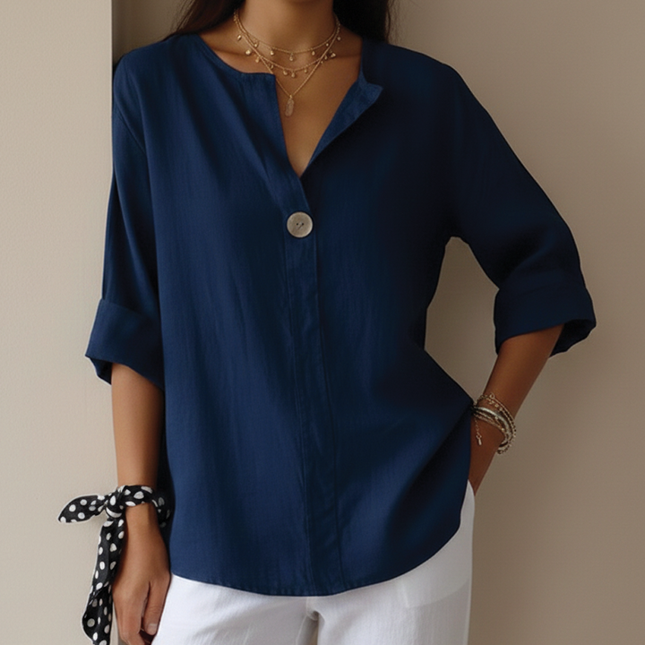 Anna - Linen V-Neck Blouse